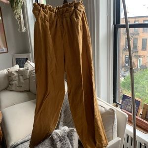 Faithfull the brand mustard linen culottes